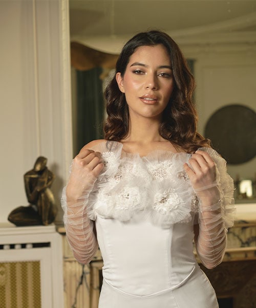 Robe bustier fourreau couvre épaules et mitaines - Melancolie